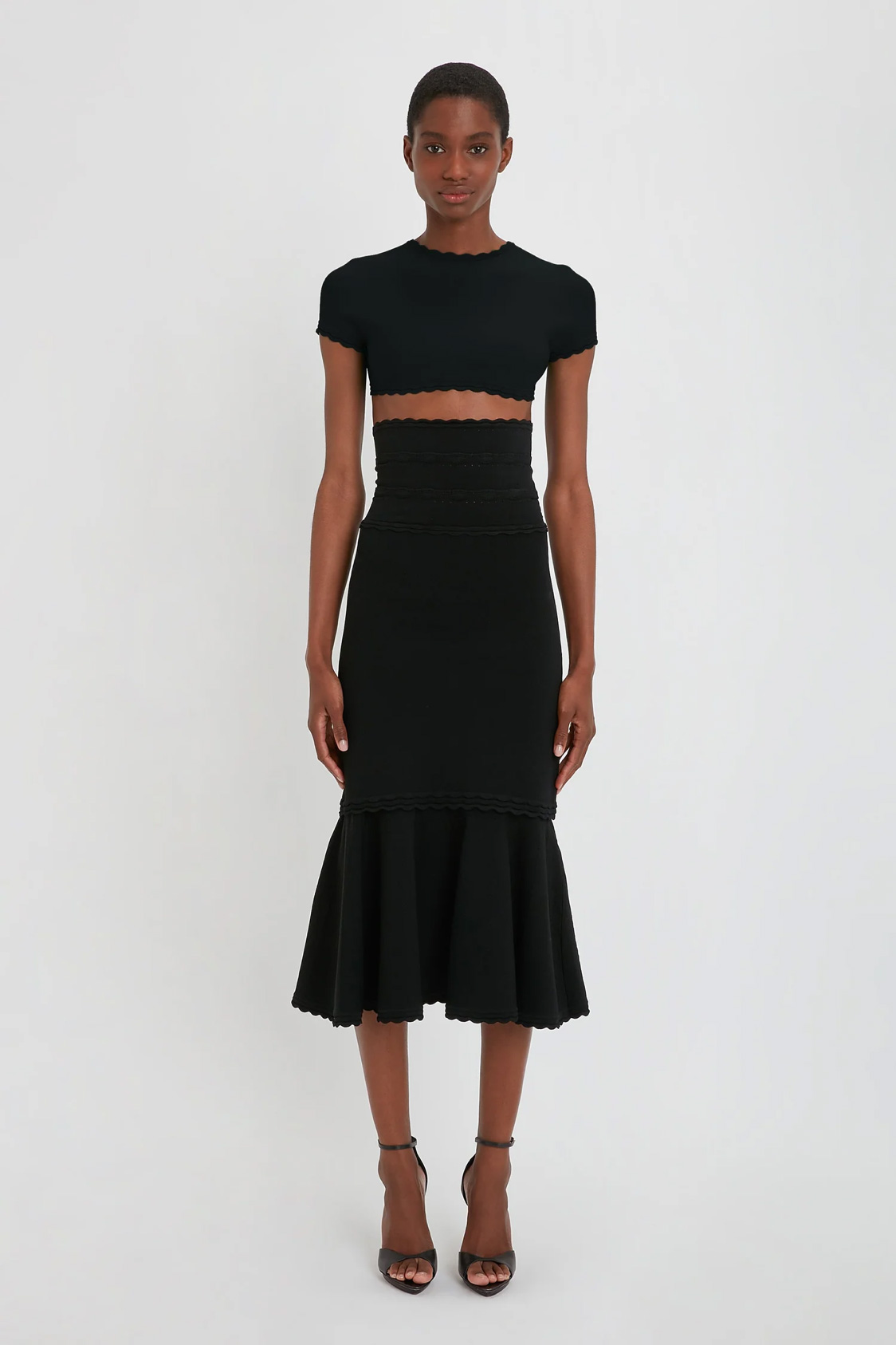 Flared Midi Skirt In Black