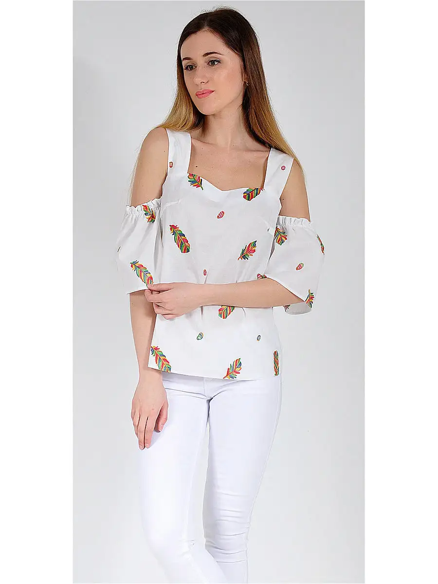 Блузка белая/летняя/хлопковая модная