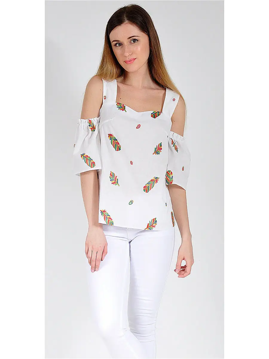 Блузка белая/летняя/хлопковая модная — изображение 2