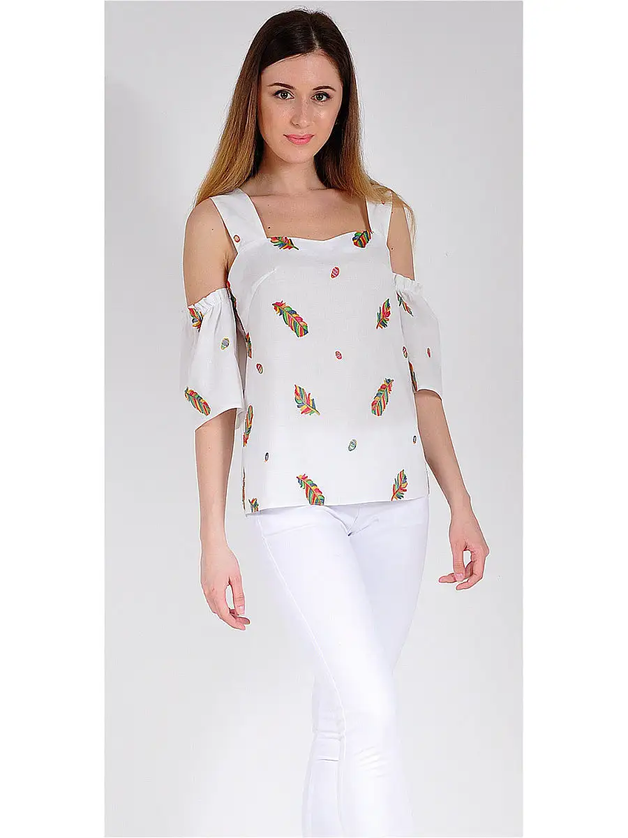 Блузка белая/летняя/хлопковая модная — изображение 3