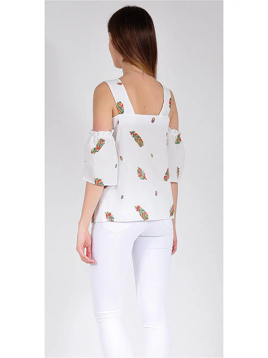 Блузка белая/летняя/хлопковая модная — изображение 4