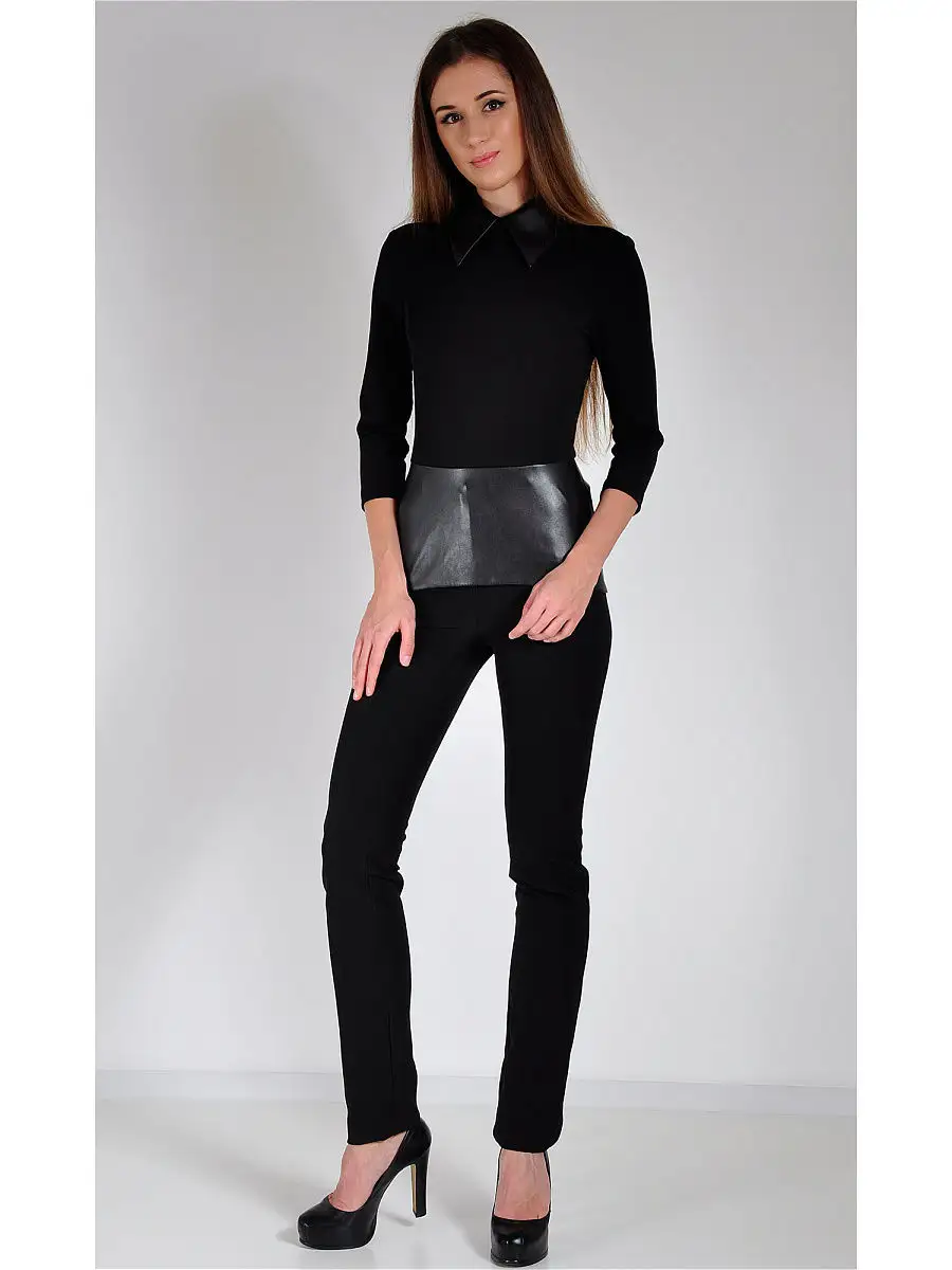 Блузка модная вечерняя офисная под кожу