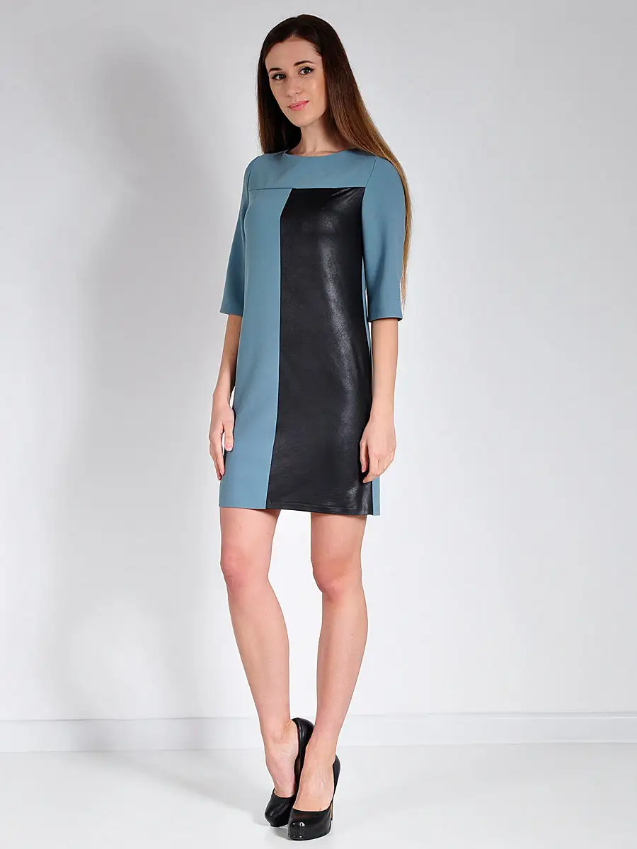 Платье модное офис нарядное под кожу