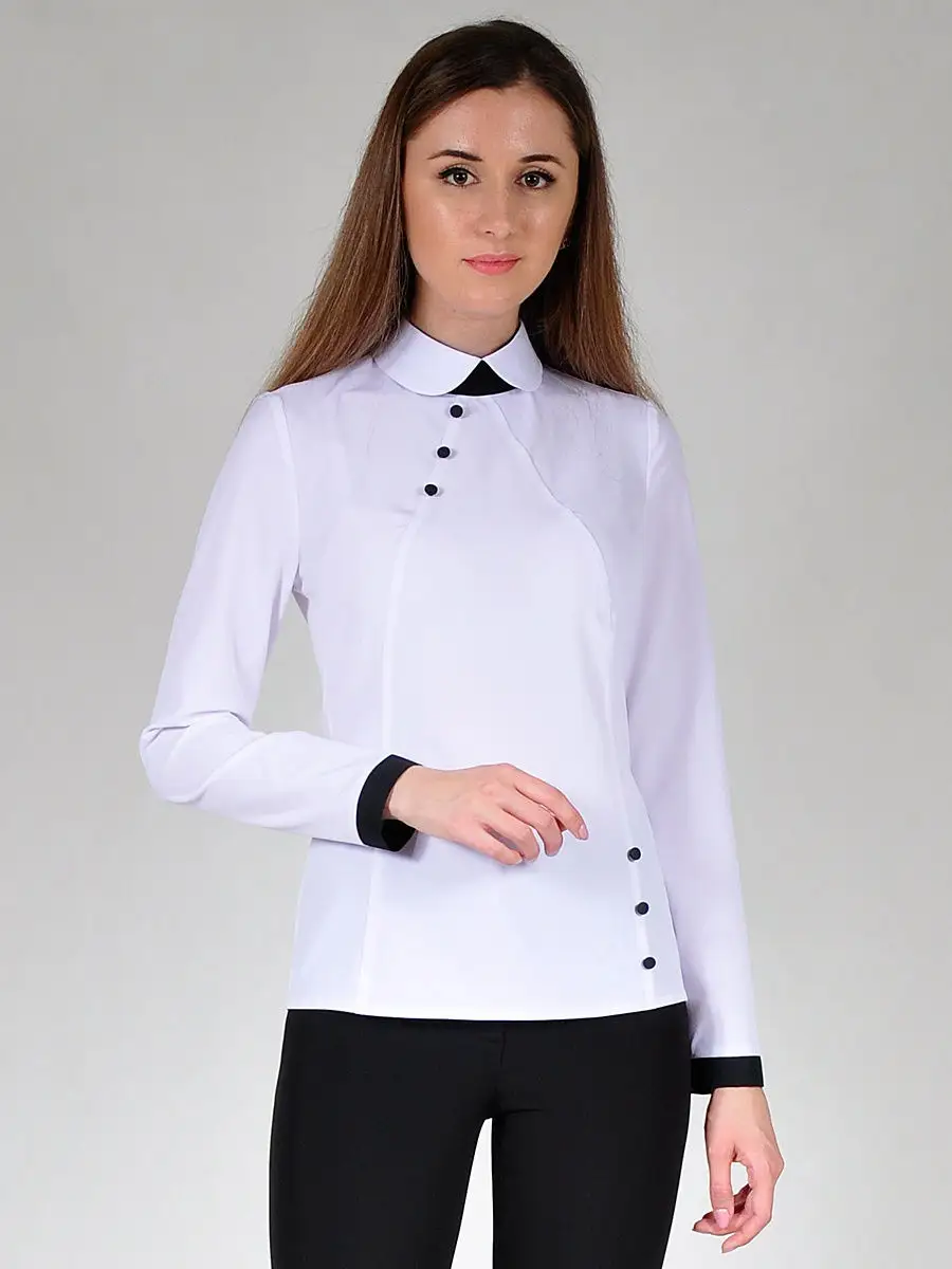 Блузка белая модная офис школа