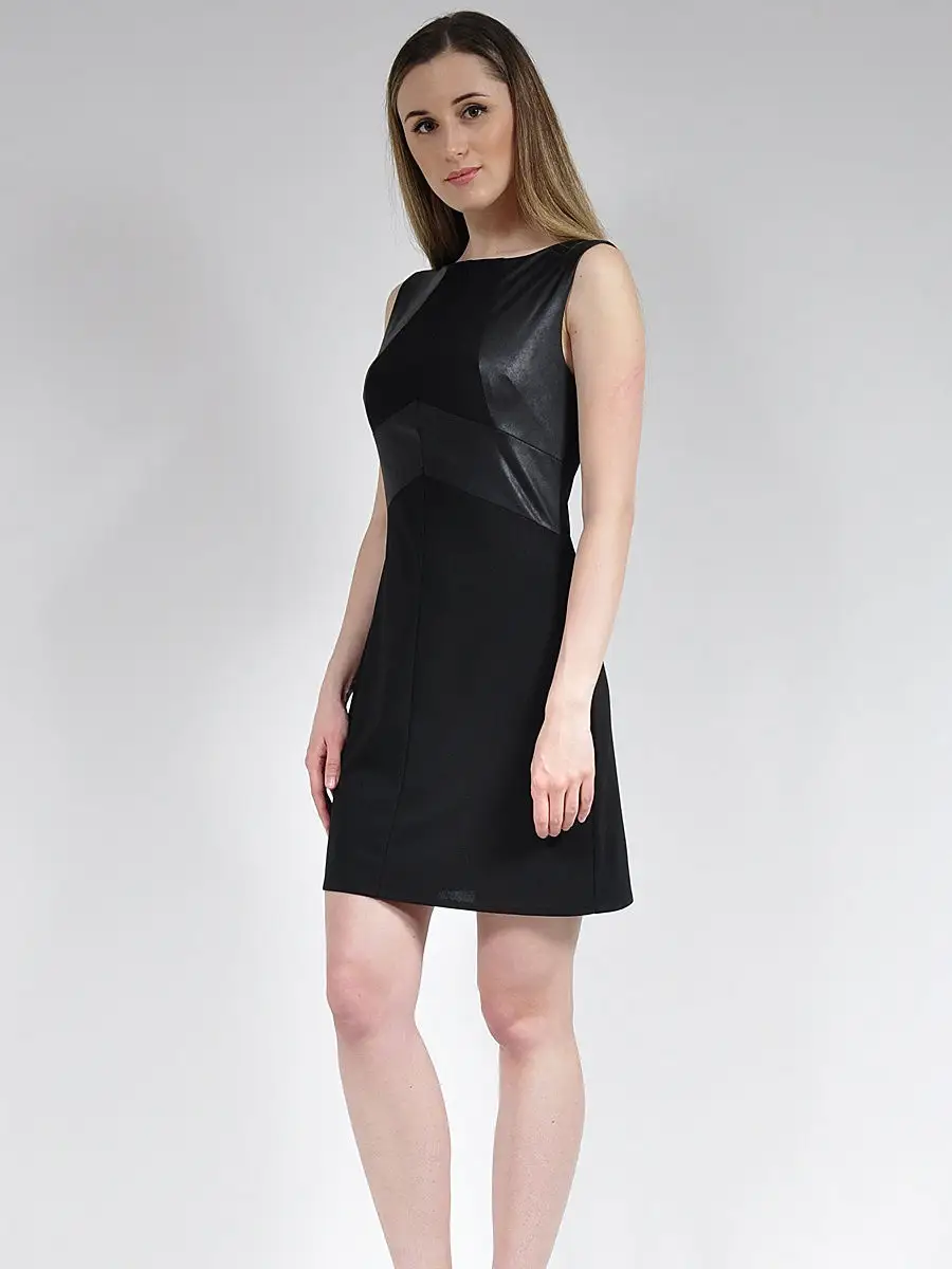 Платье с отделкой из ткани под кожу. — изображение 2