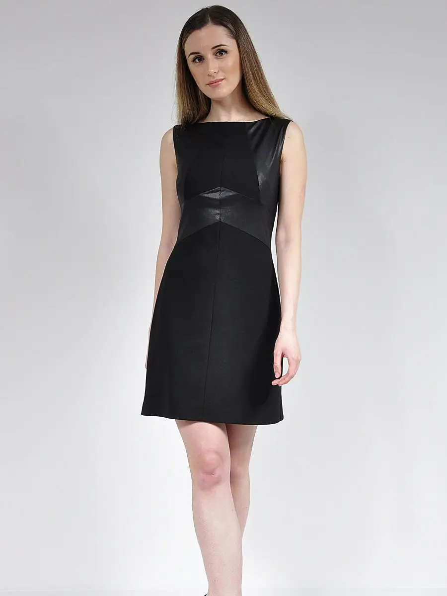 Платье с отделкой из ткани под кожу. — изображение 3