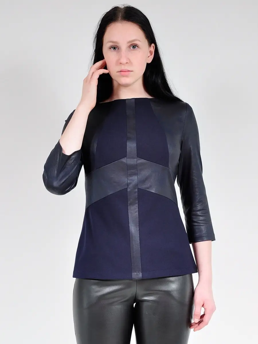 Блузка модная нарядная офисная под кожу