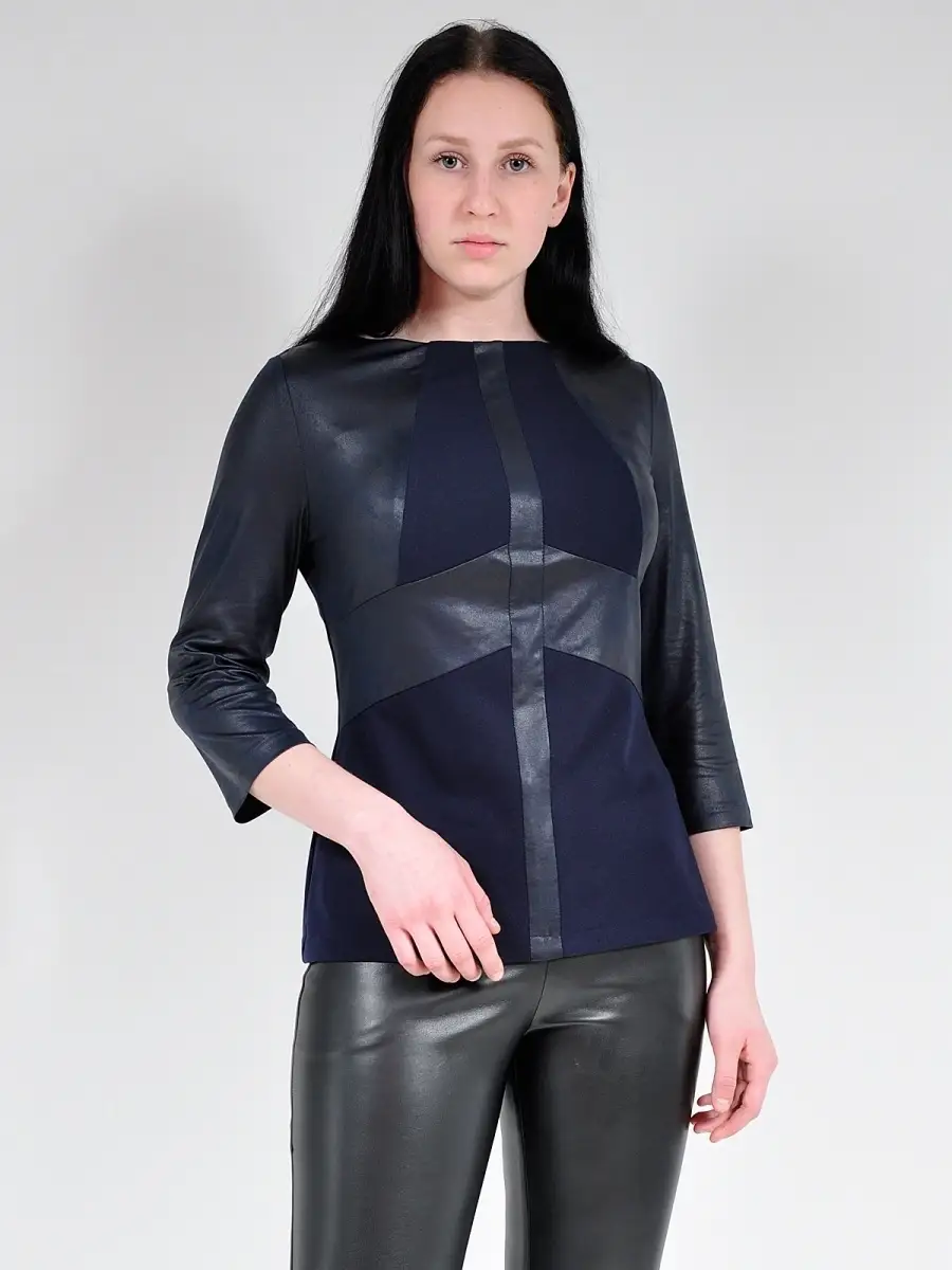 Блузка модная нарядная офисная под кожу — изображение 2