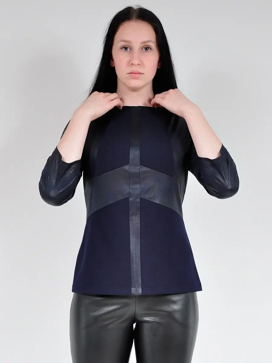 Блузка модная нарядная офисная под кожу — изображение 5