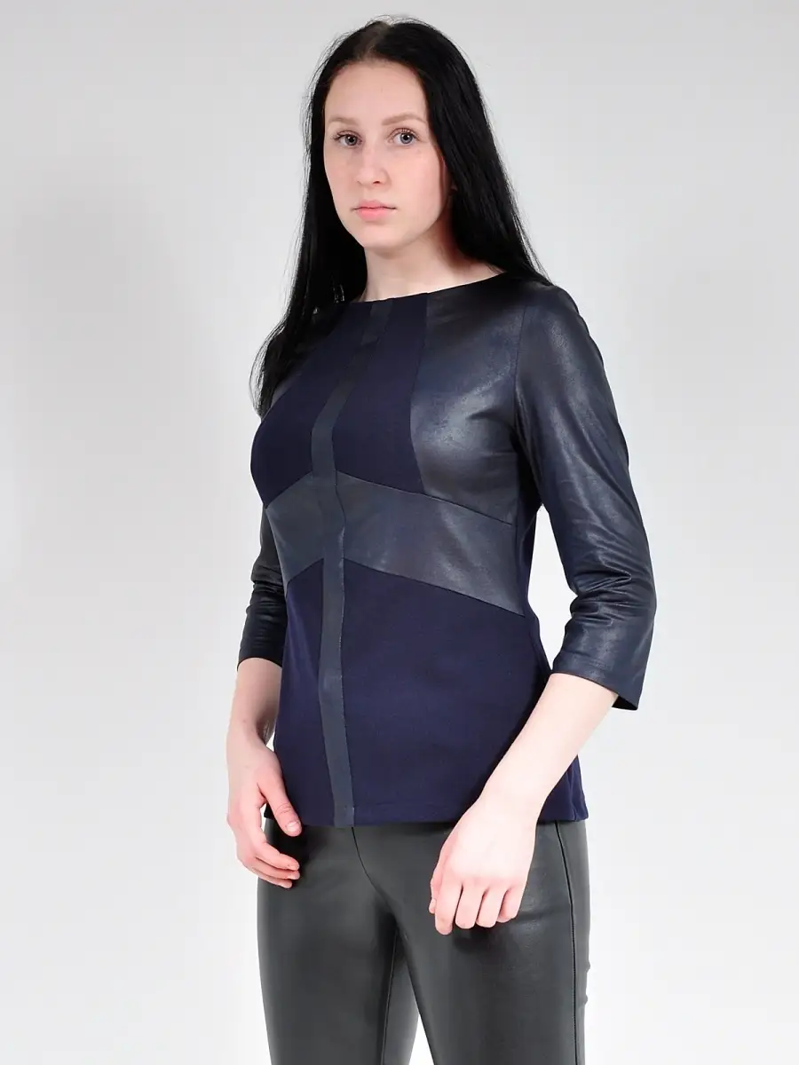 Блузка модная нарядная офисная под кожу — изображение 7