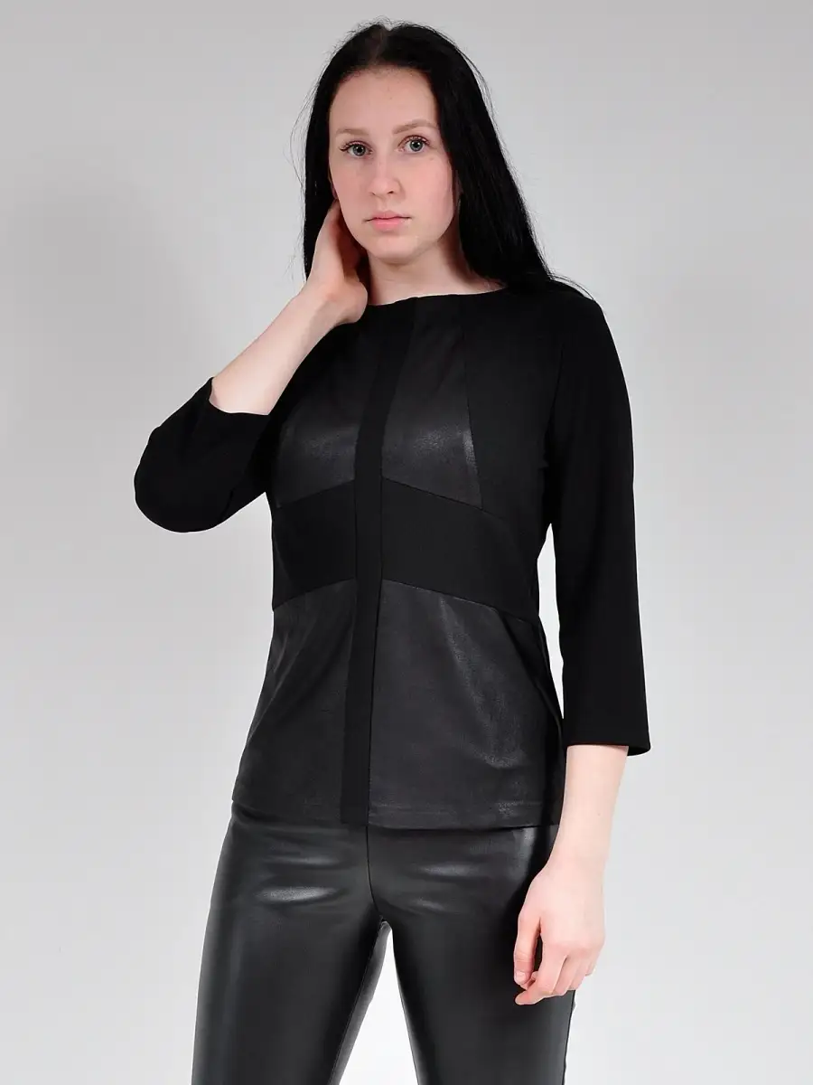 Блузка модная нарядная офисная под кожу