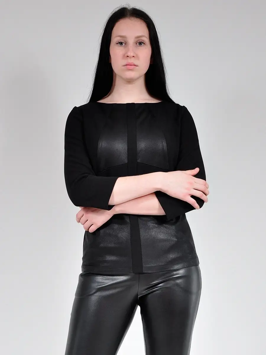 Блузка модная нарядная офисная под кожу — изображение 5