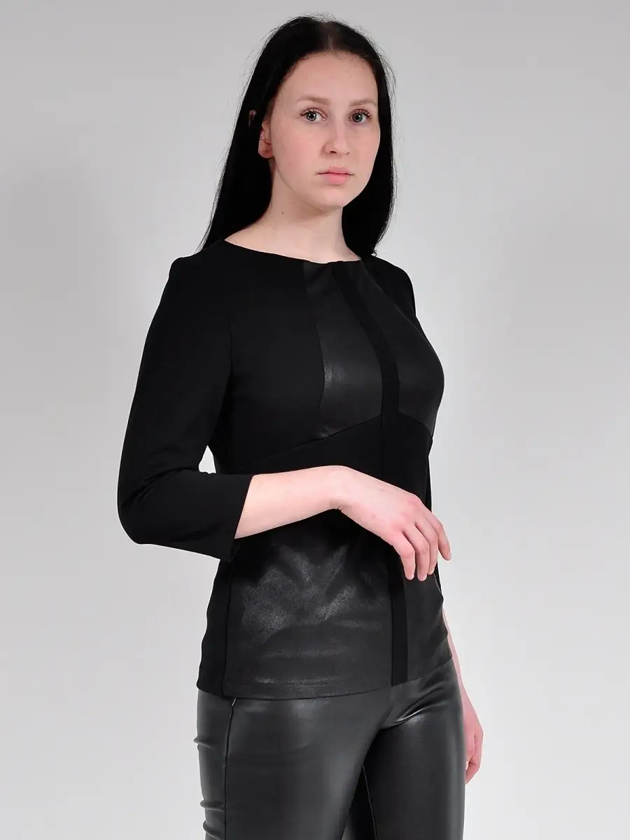 Блузка модная нарядная офисная под кожу — изображение 6