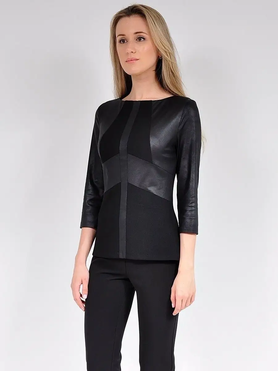 Блузка модная нарядная офисная под кожу — изображение 2