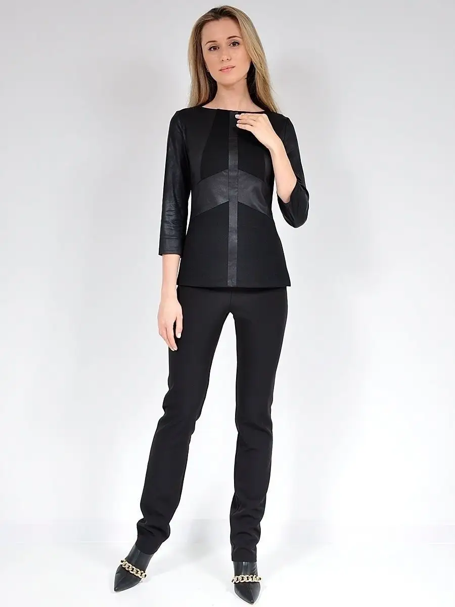 Блузка модная нарядная офисная под кожу — изображение 5