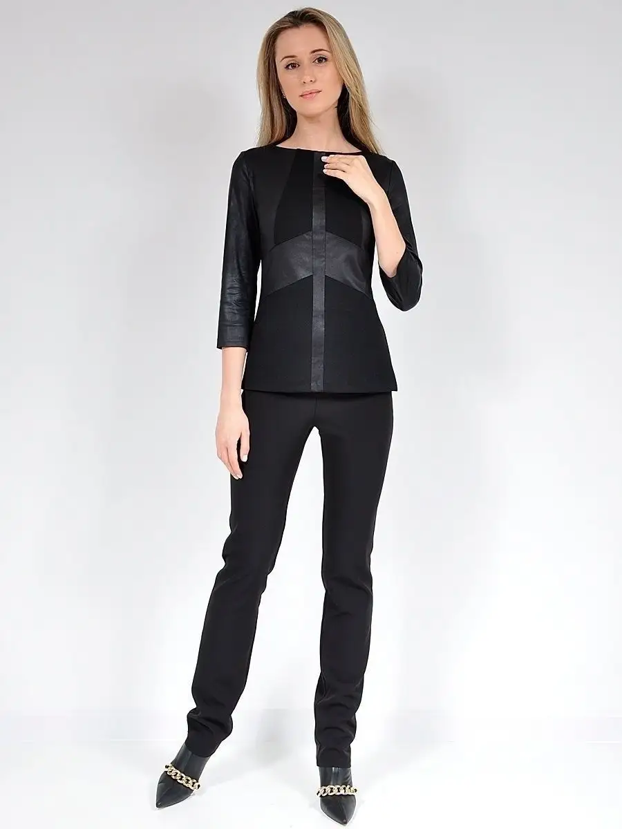Блузка модная нарядная офисная под кожу — изображение 6