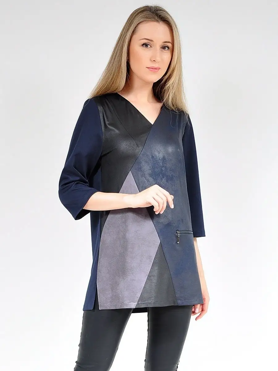 Туника офис нарядная под кожу