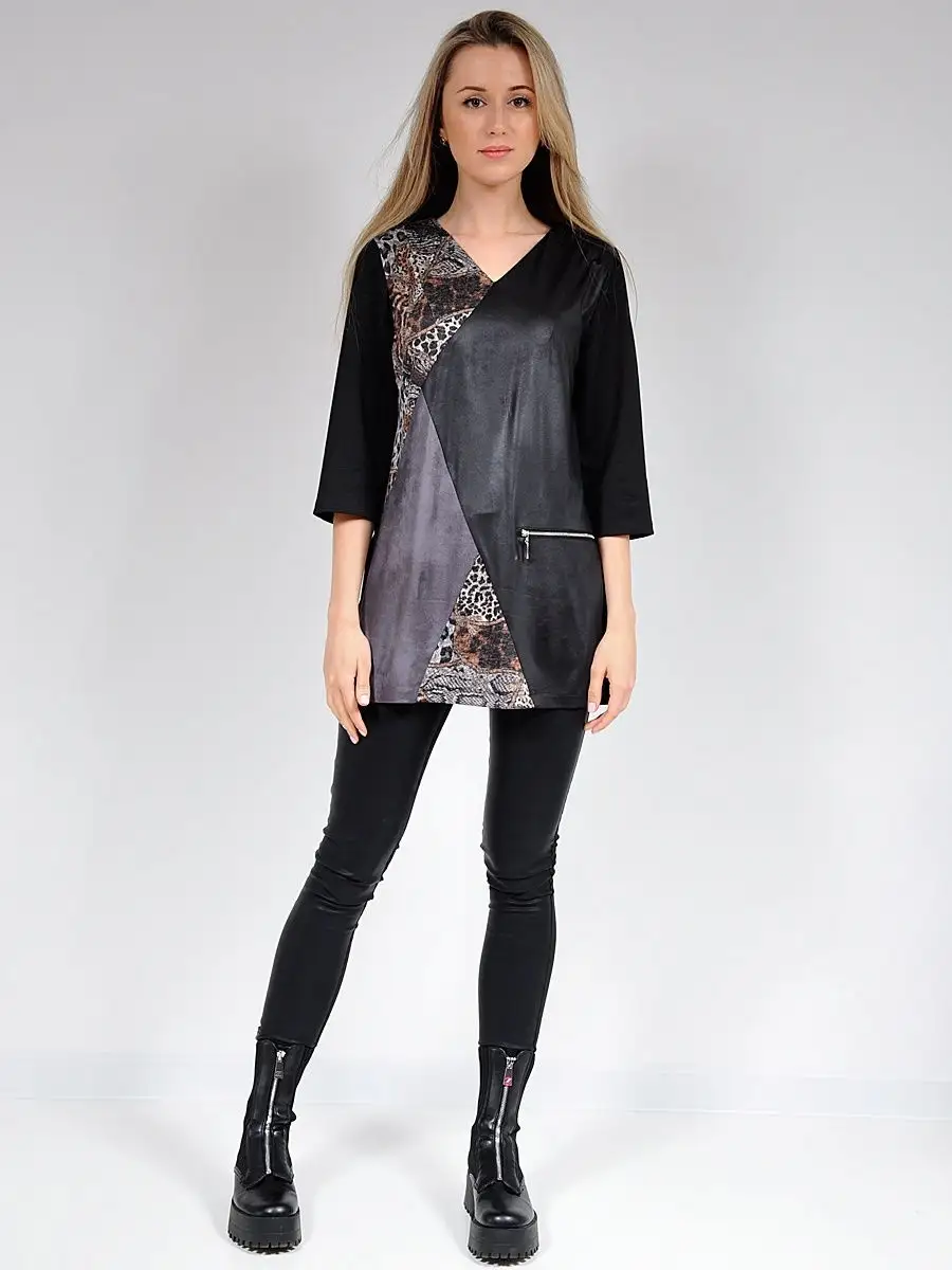 Туника офис нарядная под кожу