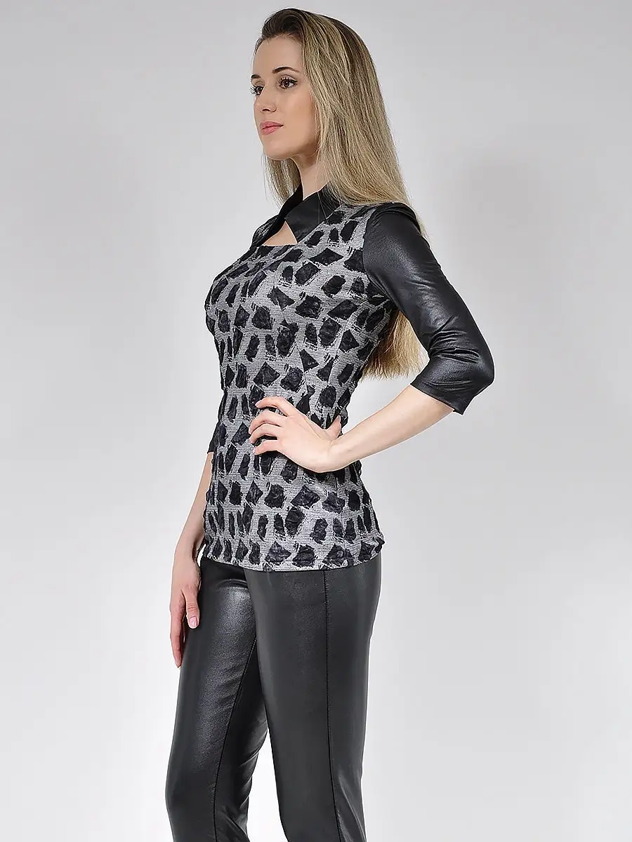 Блузка офисная/нарядная/вечерняя/из ткани под кожу — изображение 4