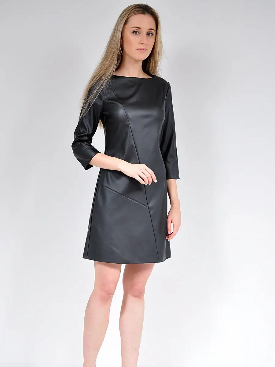 Платье из экокожи офисное вечернее — изображение 2