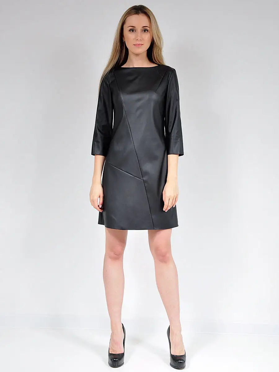 Платье из экокожи офисное вечернее — изображение 3