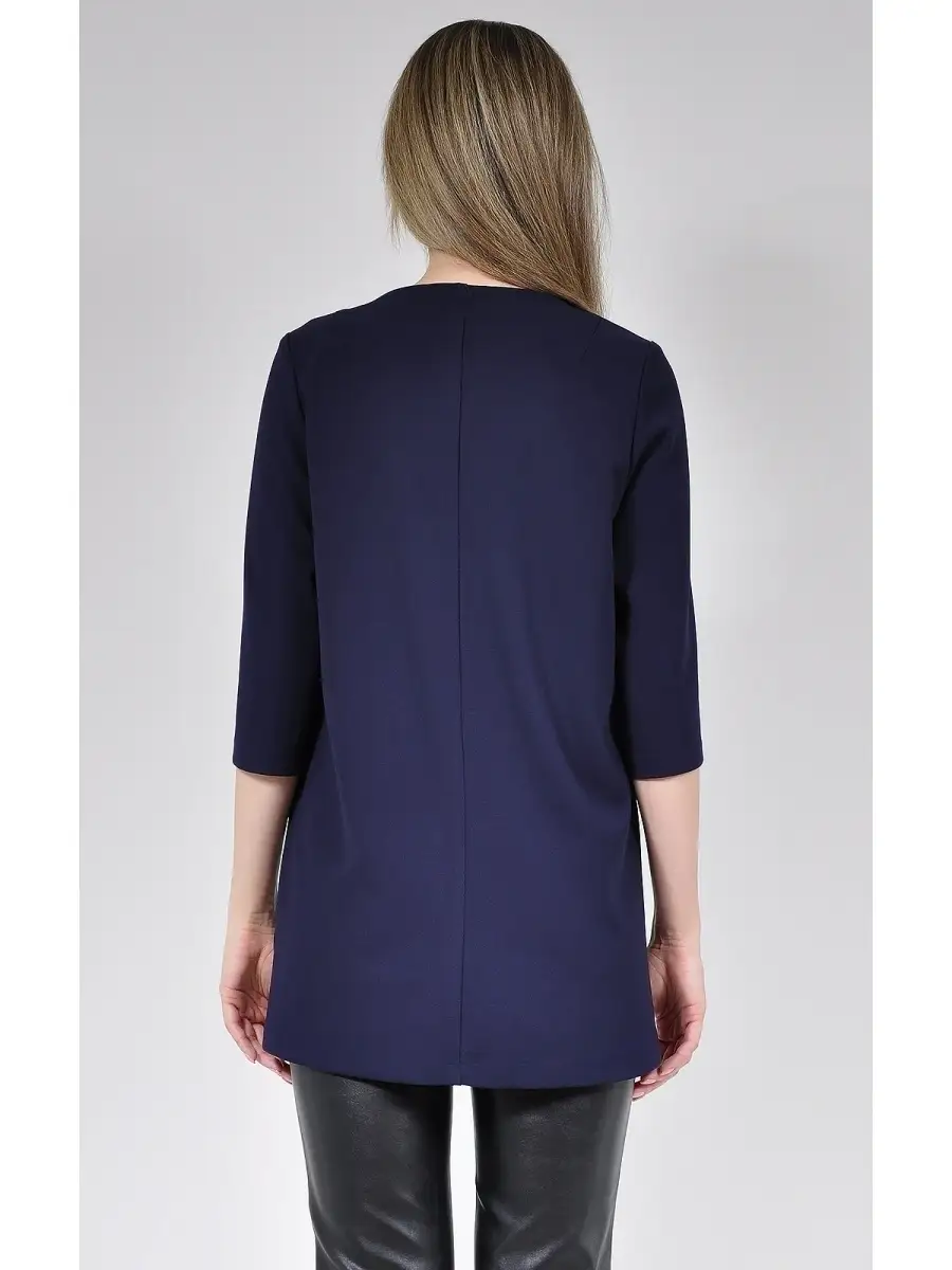 Туника из ткани под кожу черная модная — изображение 4