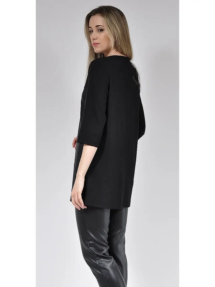 Туника из ткани под кожу черная модная — изображение 6