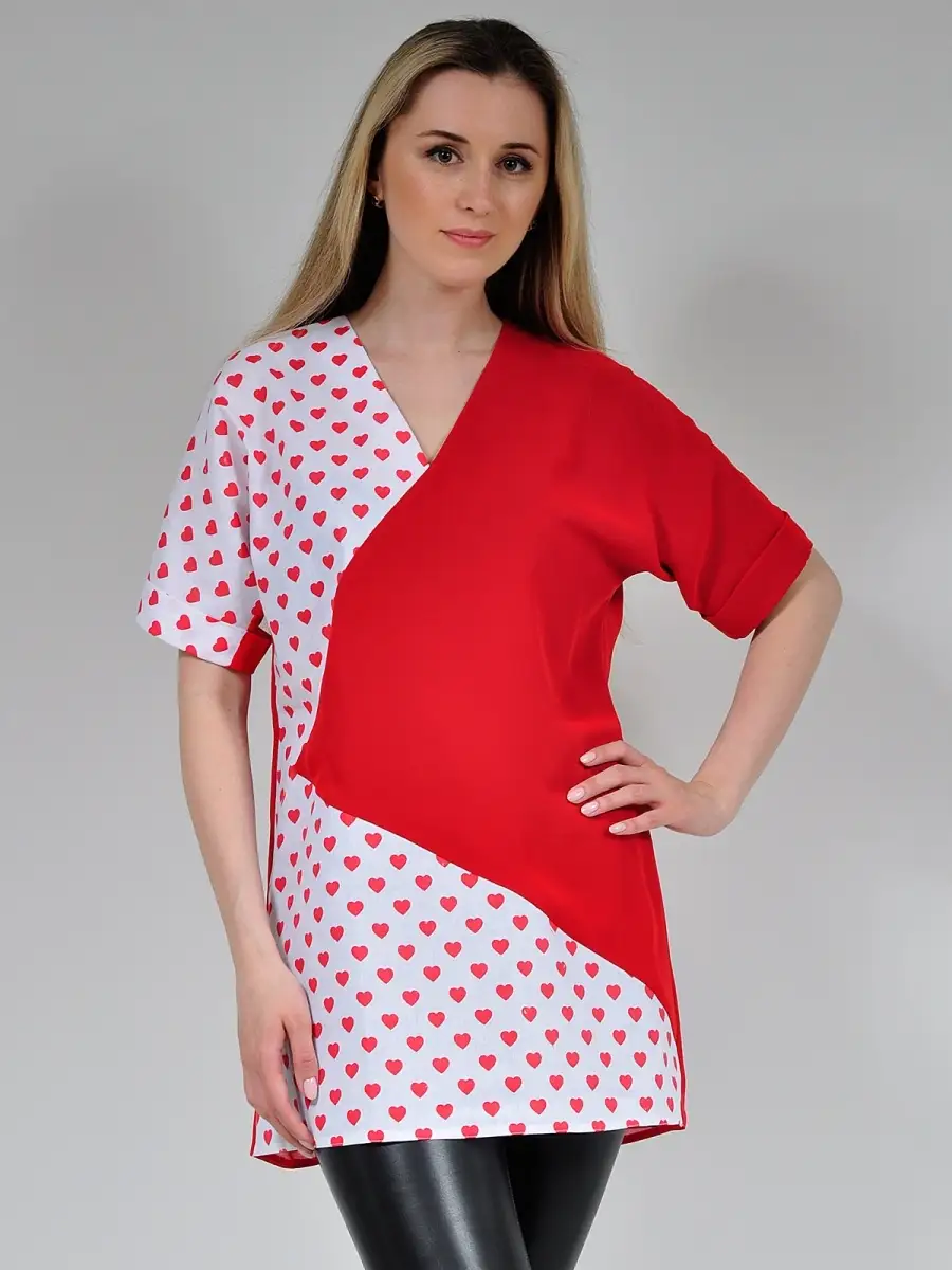 Туника женская офисная модная удлиненная