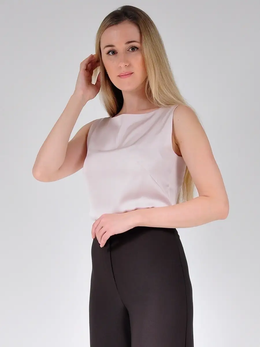 Блузка атласная шелковая модная офисная нарядная — изображение 2