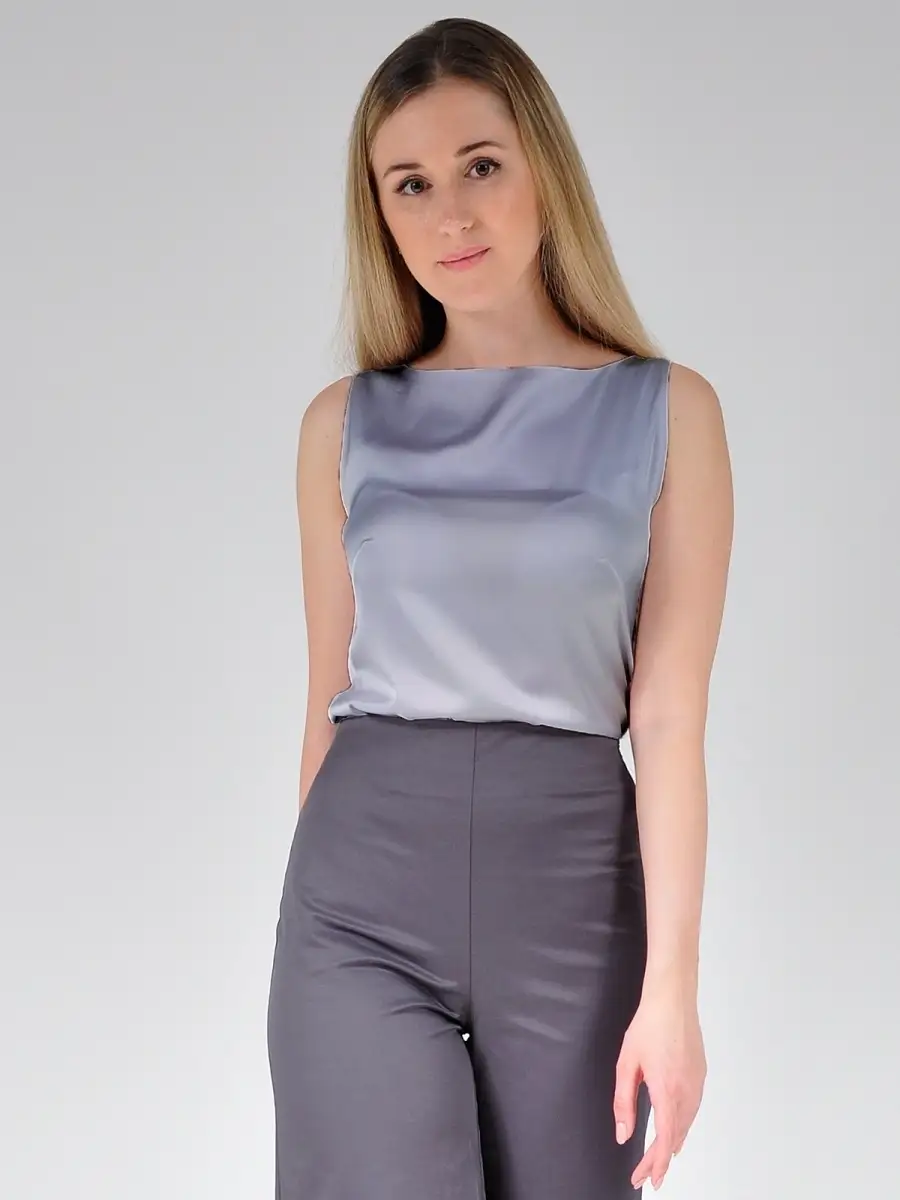 Блузка атласная шелковая модная офисная нарядная