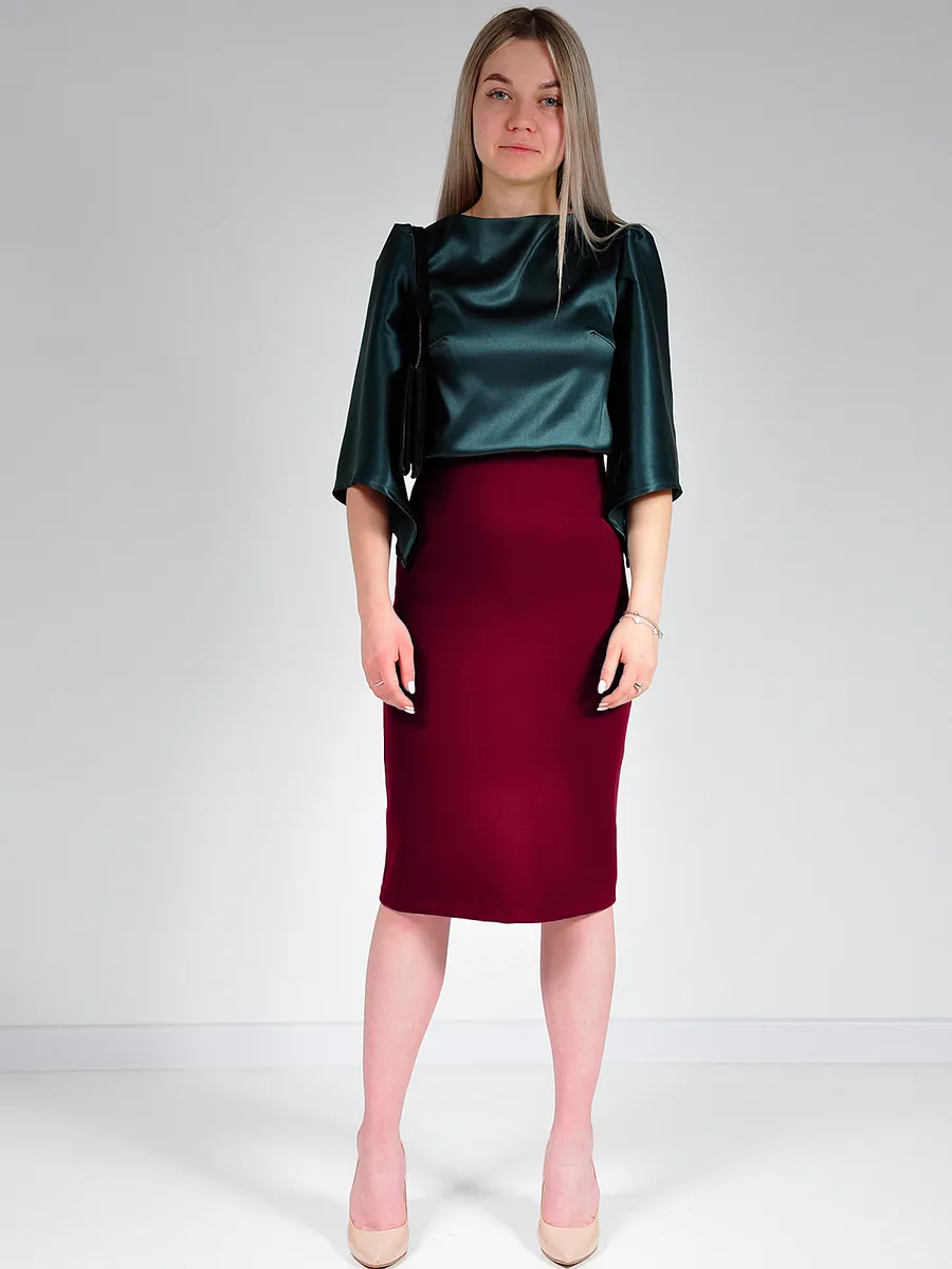 Юбка трикотажная классическая прямая карандаш офис — изображение 3