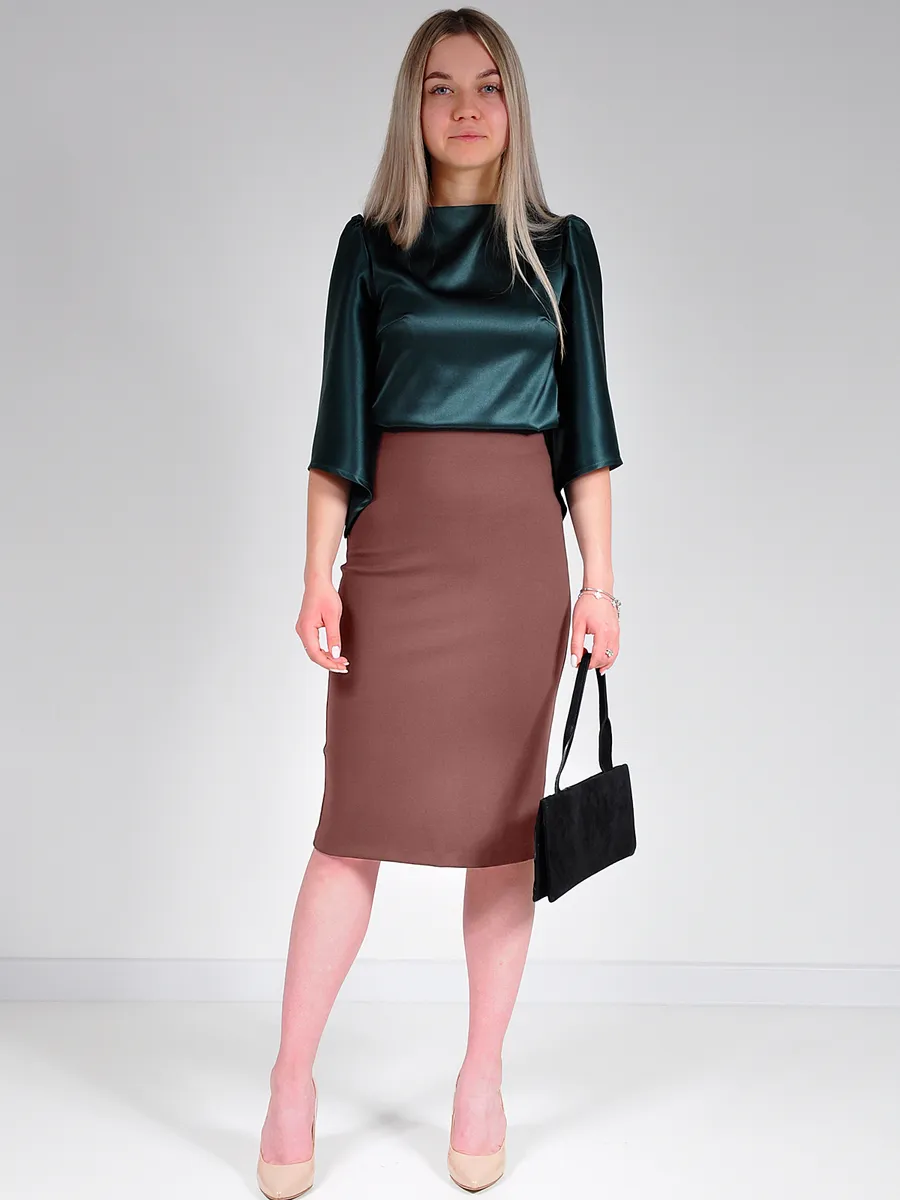 Юбка трикотажная классическая прямая карандаш офис — изображение 3