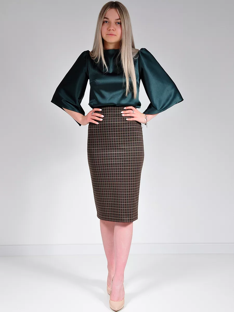 Юбка трикотажная классическая прямая карандаш офис — изображение 3