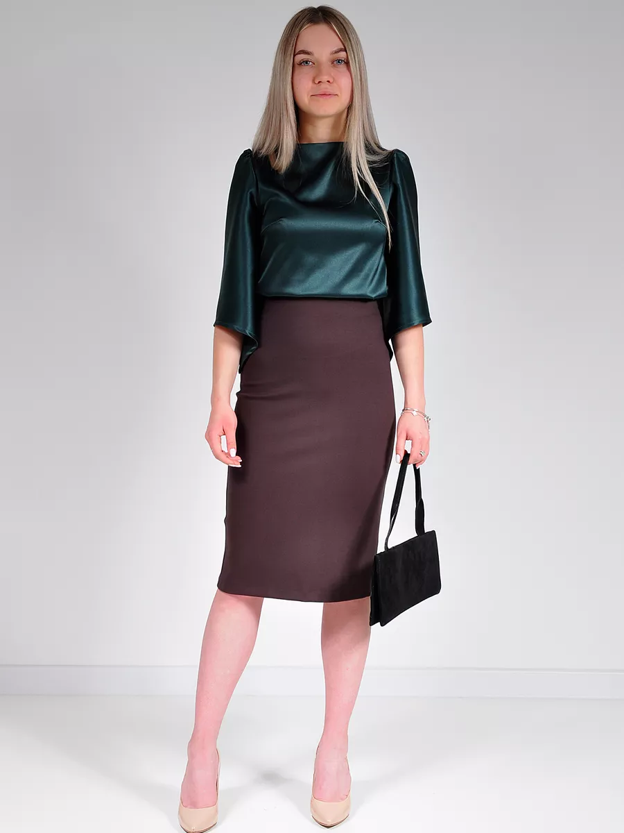 Юбка трикотажная классическая прямая карандаш офис — изображение 3