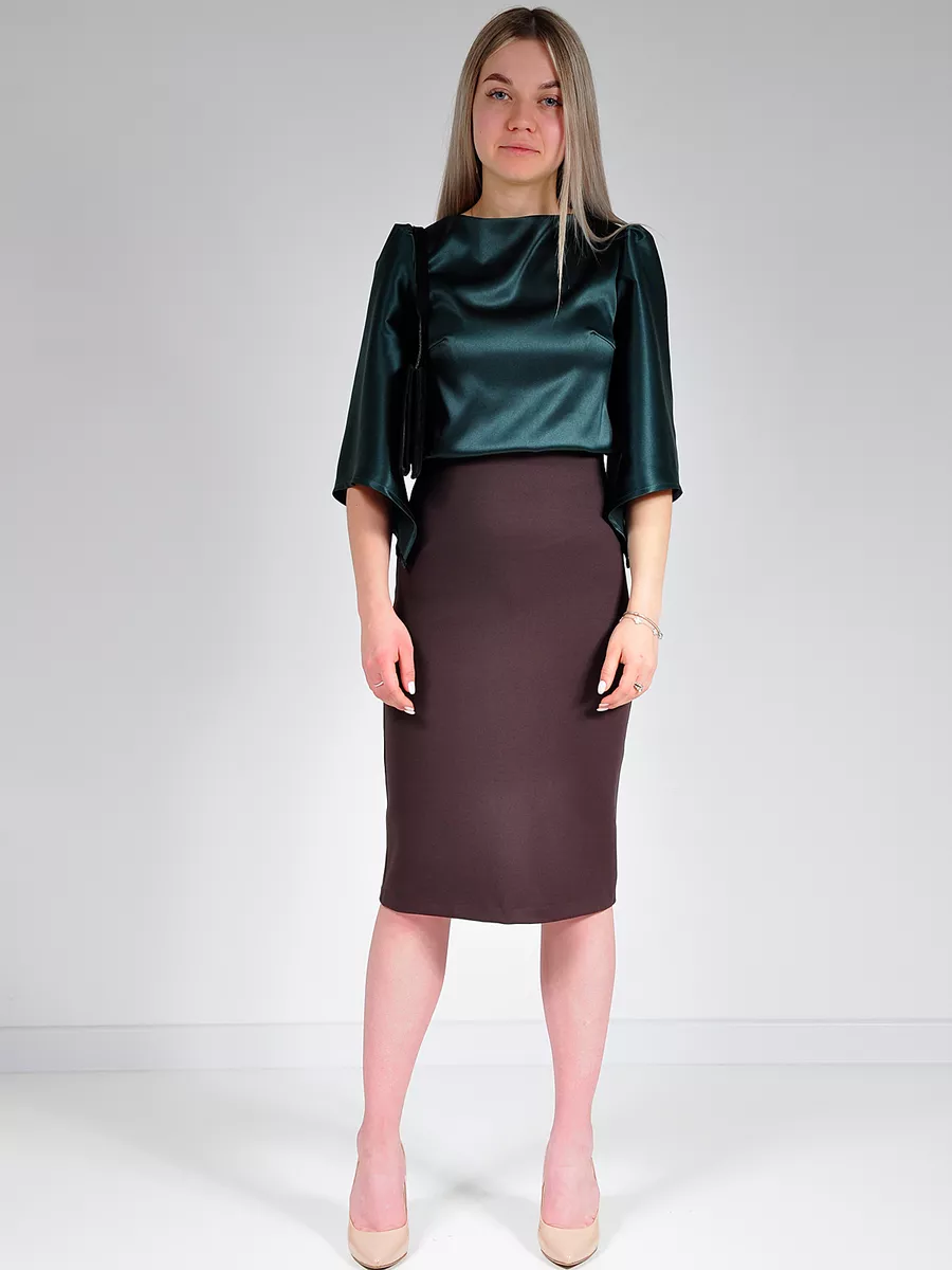 Юбка трикотажная классическая прямая карандаш офис — изображение 7