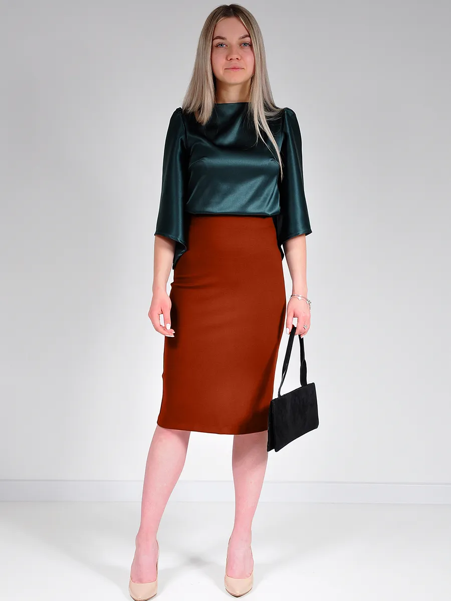 Юбка трикотажная классическая прямая карандаш офис — изображение 3