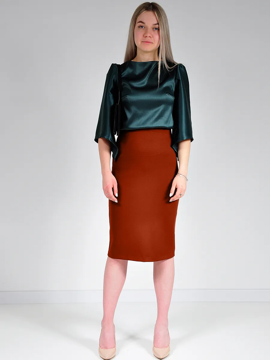 Юбка трикотажная классическая прямая карандаш офис — изображение 7