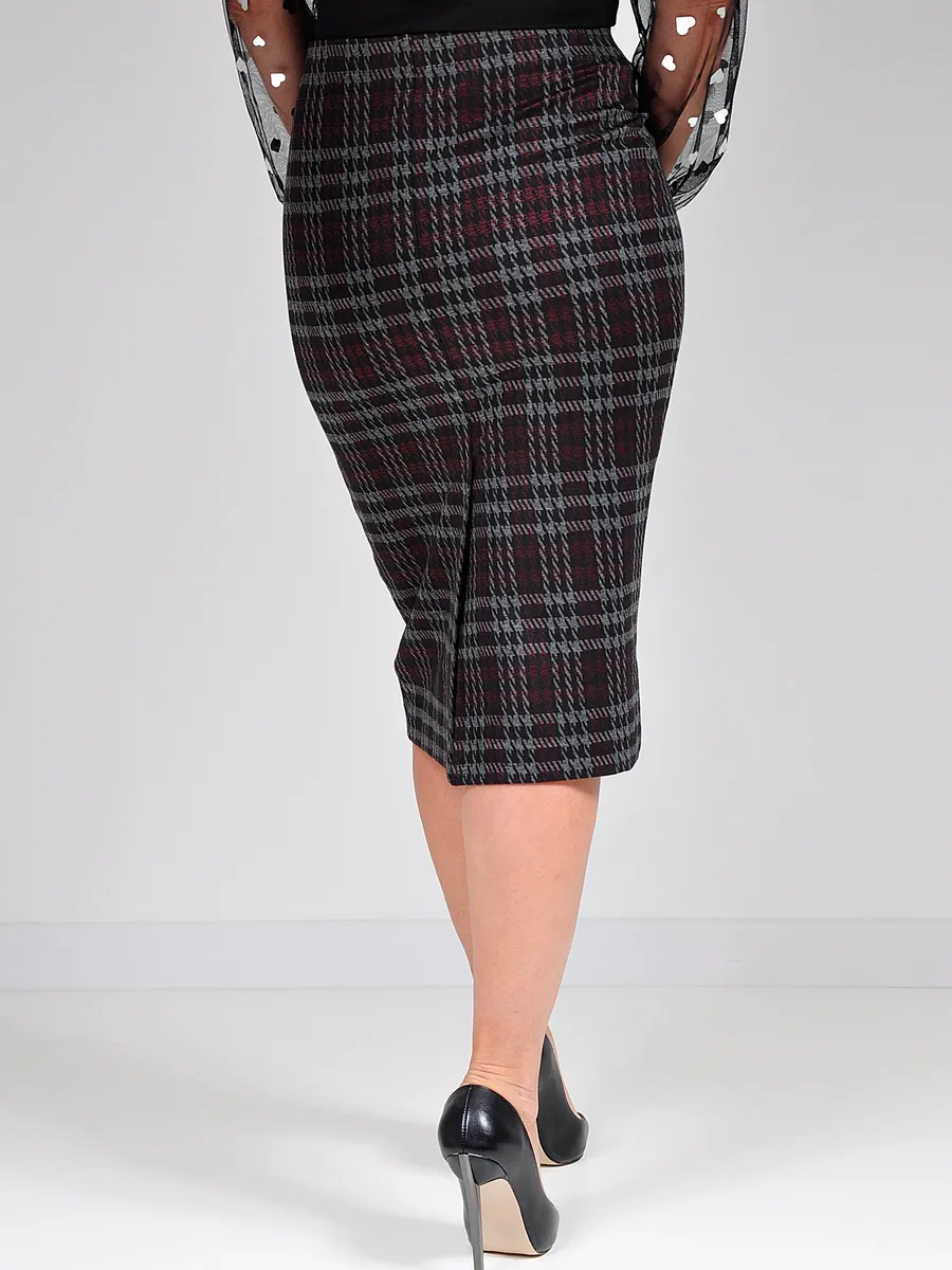 Юбка карандаш клетка миди классическая офис — изображение 5