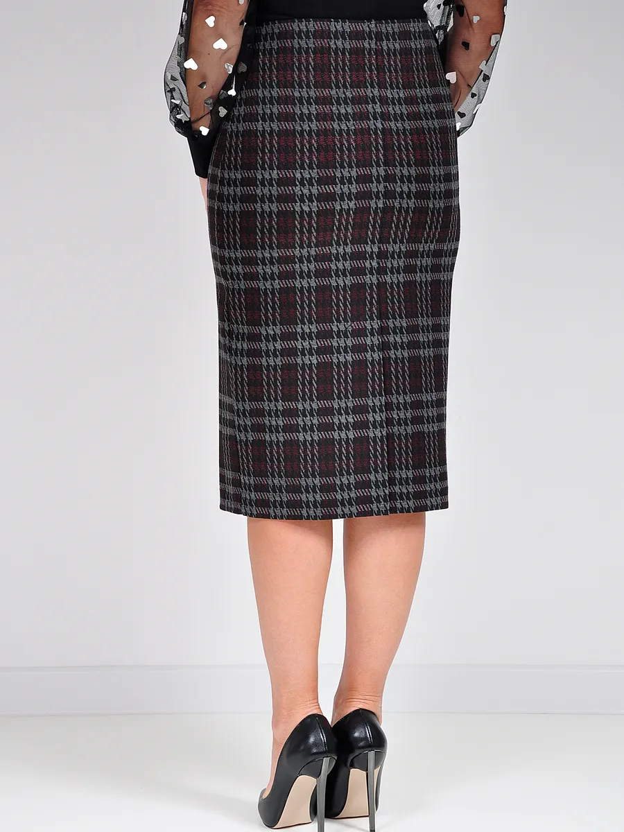 Юбка карандаш клетка миди классическая офис — изображение 6