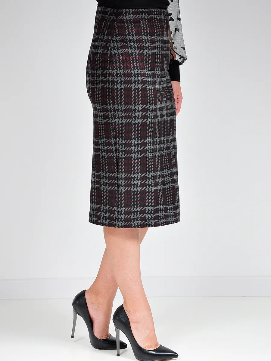 Юбка карандаш клетка миди классическая офис — изображение 7