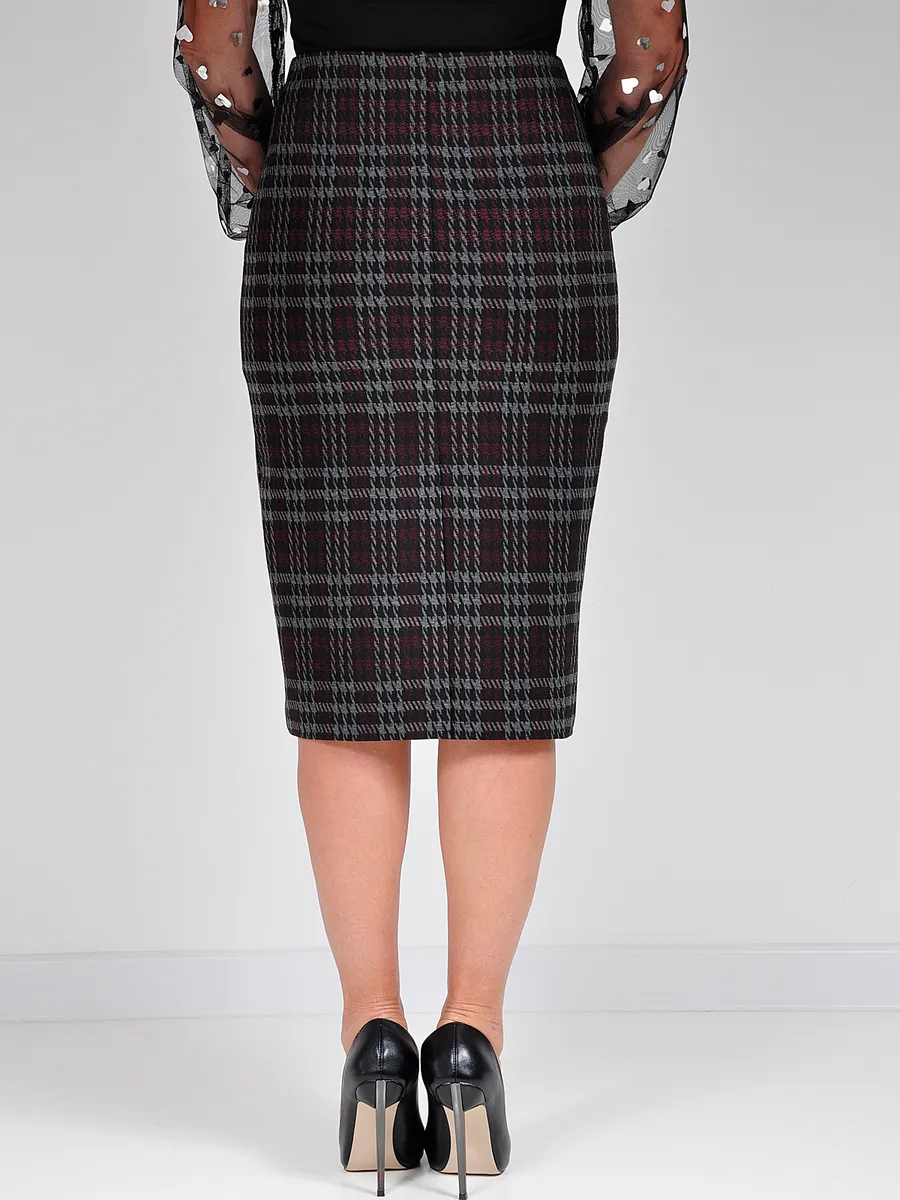 Юбка карандаш клетка миди классическая офис — изображение 8
