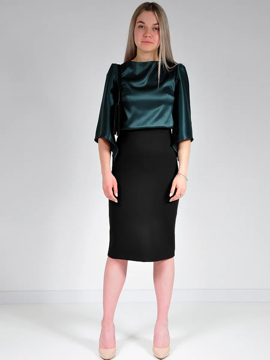 Юбка трикотажная классическая прямая карандаш офис — изображение 3