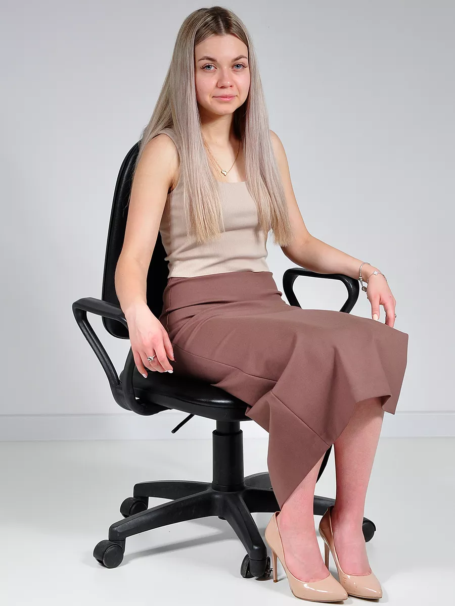 Юбка миди карандаш с разрезом офис — изображение 11