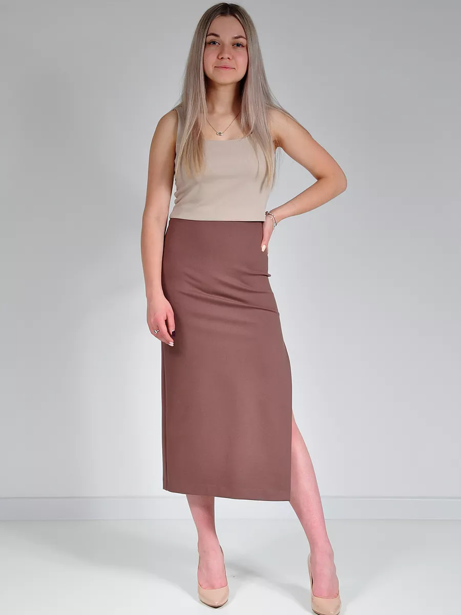 Юбка миди карандаш с разрезом офис — изображение 5