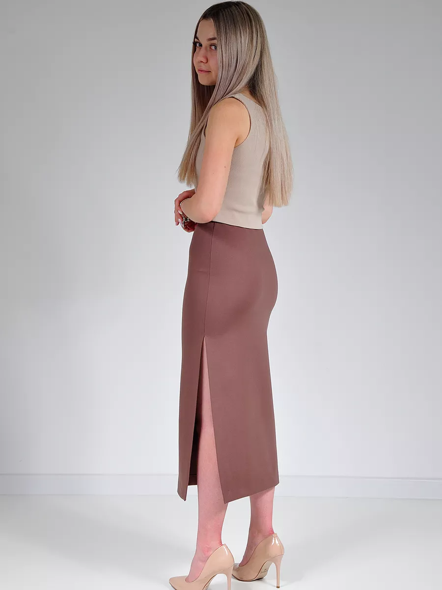 Юбка миди карандаш с разрезом офис — изображение 7