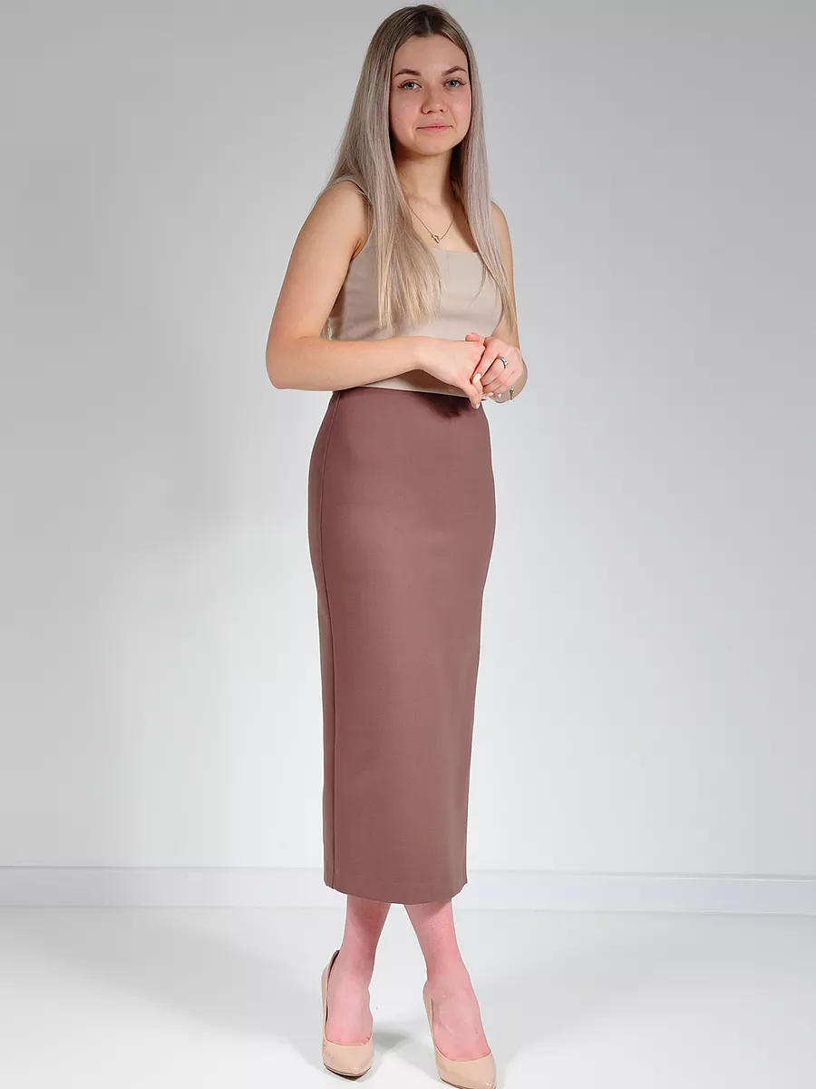 Юбка миди карандаш с разрезом офис — изображение 9