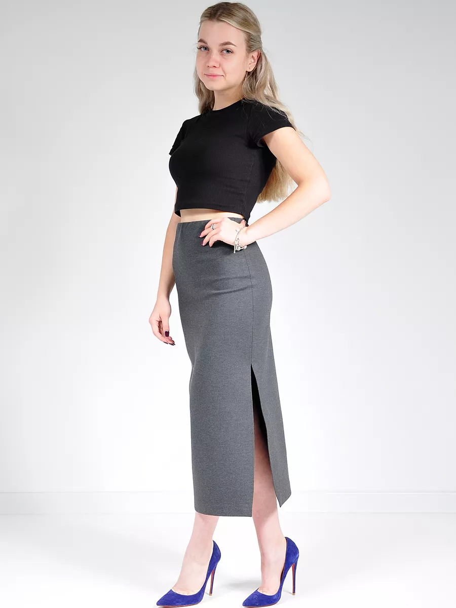 Юбка миди карандаш с разрезом офис — изображение 10
