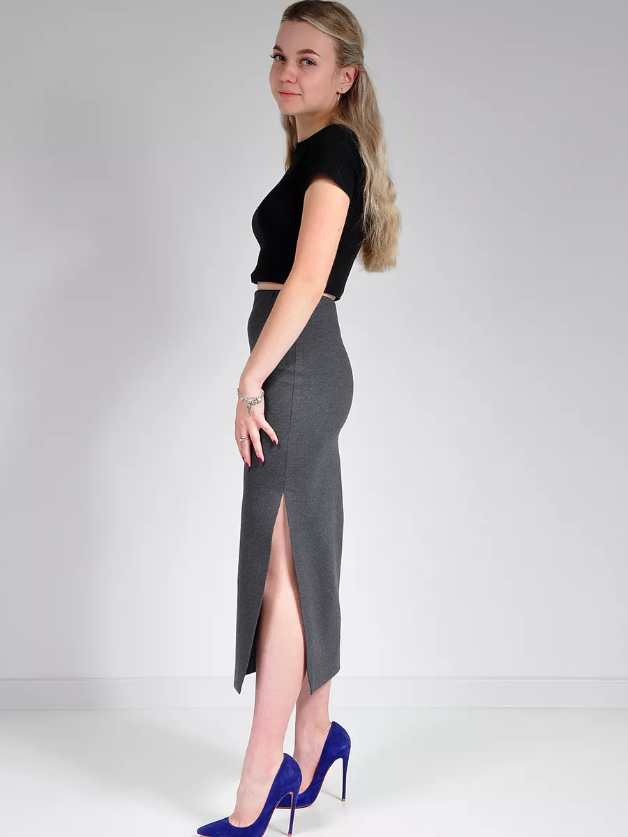 Юбка миди карандаш с разрезом офис — изображение 13