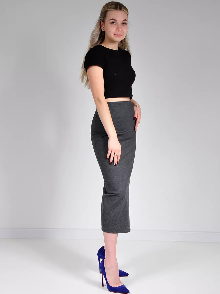 Юбка миди карандаш с разрезом офис — изображение 6