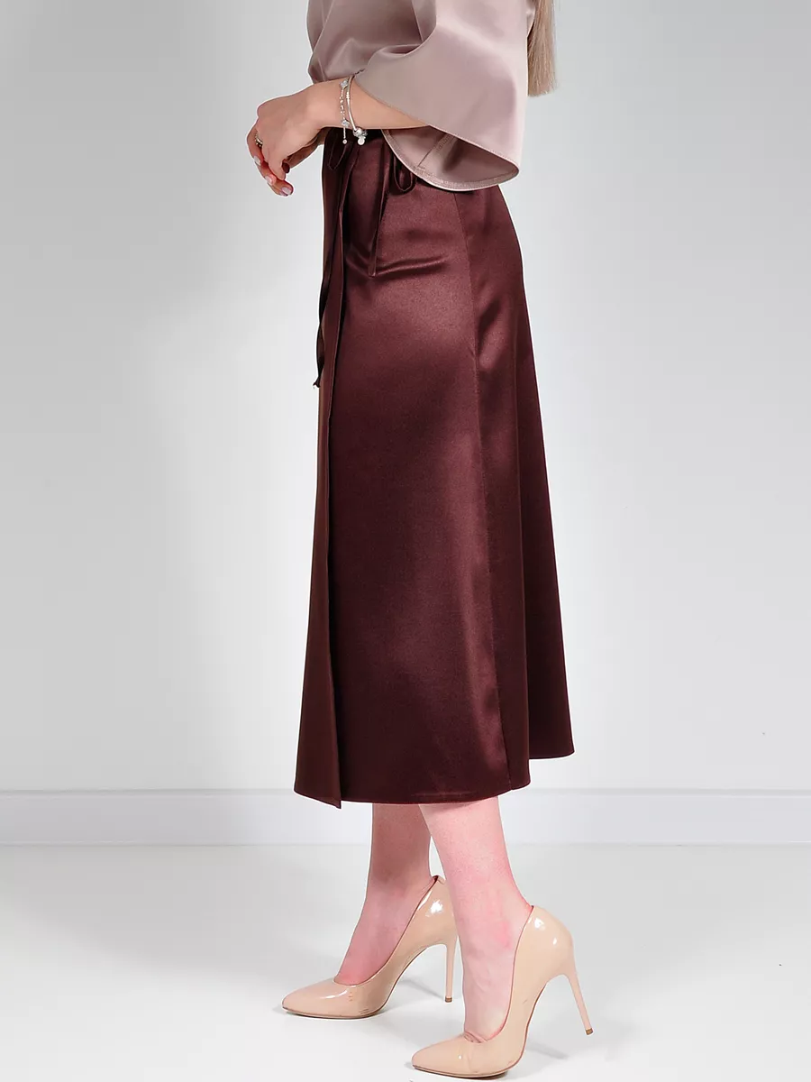 Юбка шелковая атласная миди на запах — изображение 12